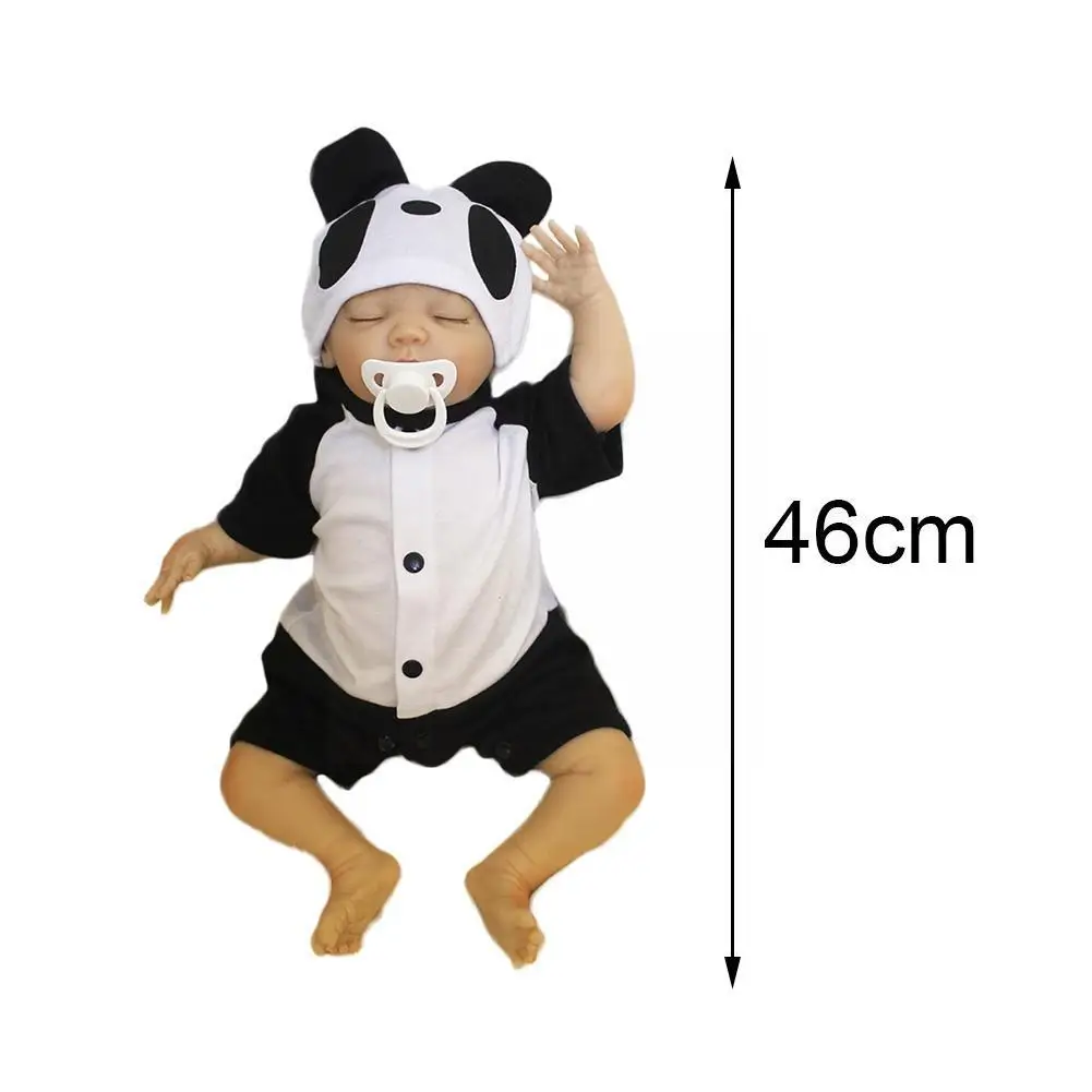 

18 Inch Sleeping Reborn Dolls Baby Toy For Girl Vinyl Outfit Special Gifts Silicone Panda Lovely Hat With N5H7