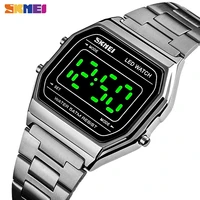 skmei fashion led watches for mens luminous date digital wrist watch men stainless steel band waterproof hour montre homme 1646