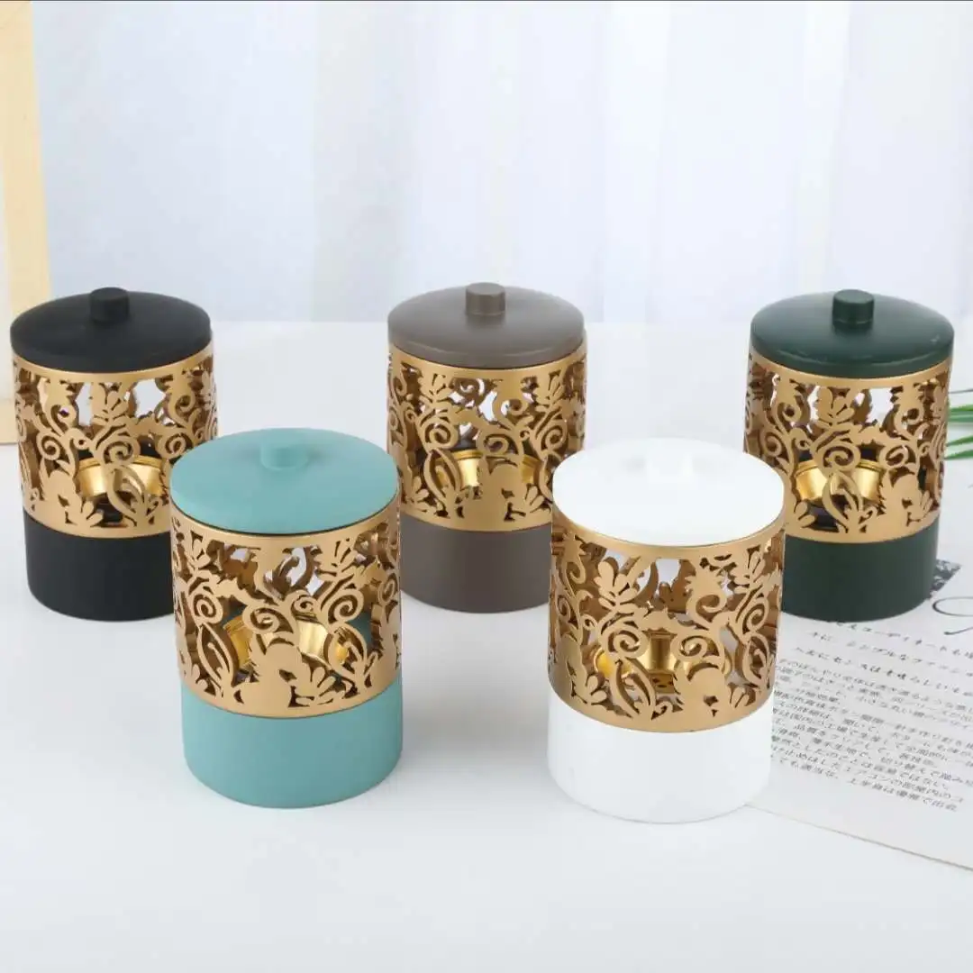 

2021 Newest Arabian Resin Round Aromatherapy Furnace Ceramics Incense Burner Stick Holder Creative Incense Burner Set Home Deco