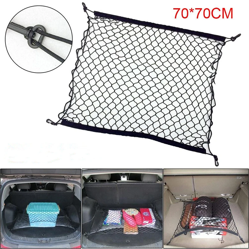 

70 x 70 cm Car Trunk Nylon Nets Strong Cargo Luggage Organizer Elastic Net Mesh Car Accessory Auto Accessories Car-styling