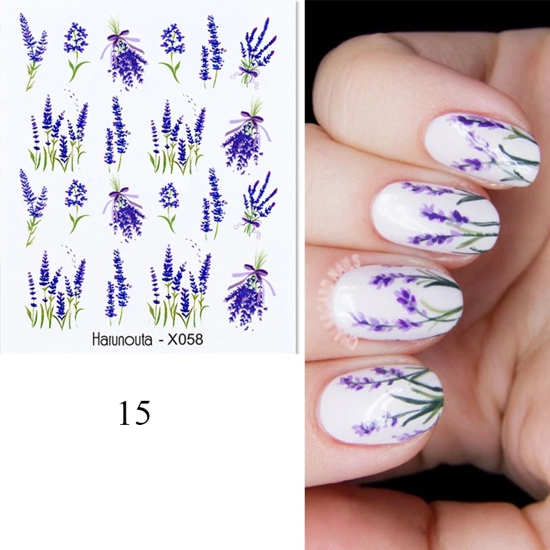 

Water Transfer Stickers for Nails Geometric Flower Leaves Nail Sliders Nail Art Decorations Press On Nails Foils For Manicure