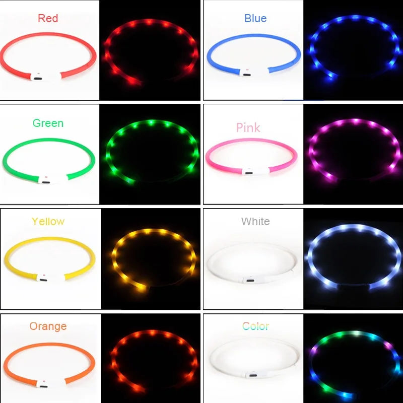 Собачий ошейник для домашнего питомца светящийся собаки USB Перезаряжаемый