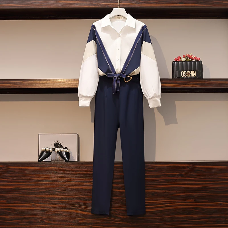 

Женский офисный костюм-двойка с бантом и длинными брюками