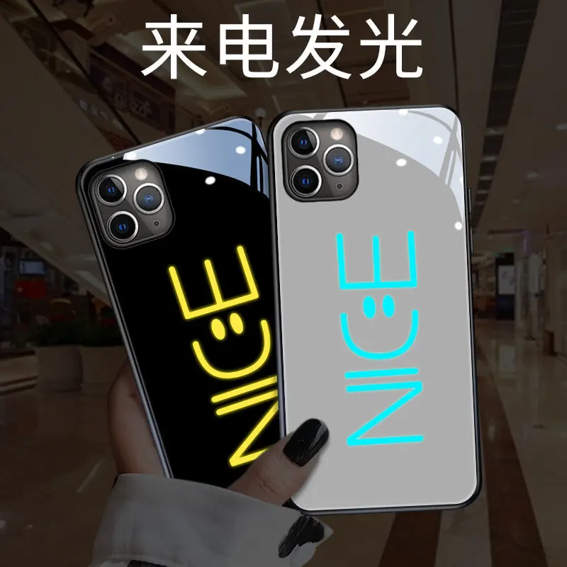 Светодиодный чехол для iPhone X XR XS 11 Pro Max 8 7 6 6S Plus закаленное стекло вспышки |