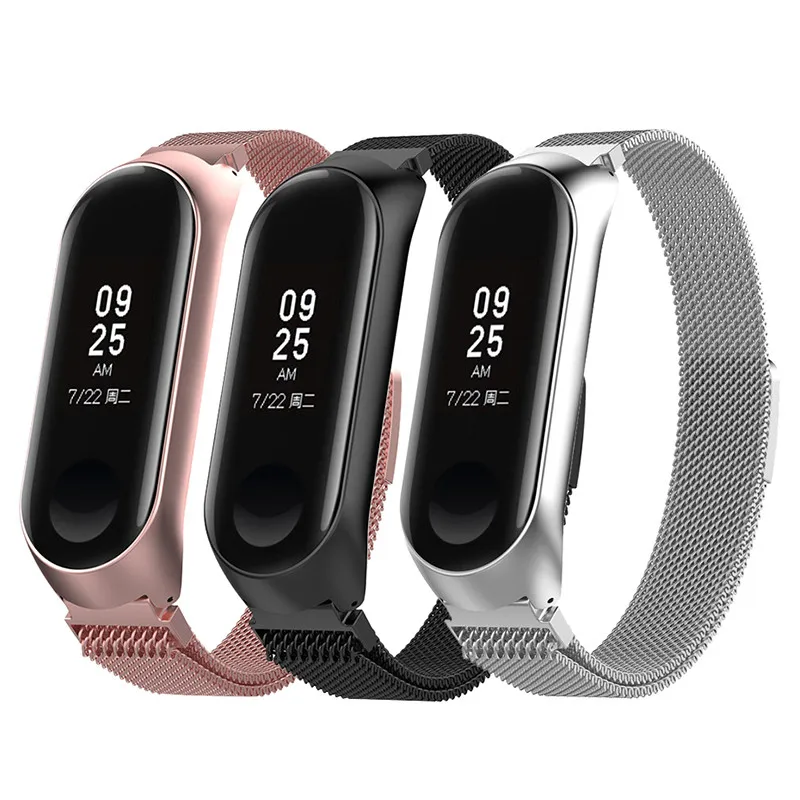 Металлический магнитный браслет, ремешок для Xiaomi mi, 3, 4, металлический ремешок из нержавеющей стали, mi Band 3, 4, браслет для mi Band 3, 4