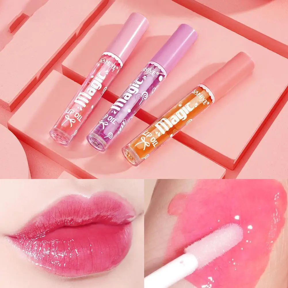 

3 Colors Lip Oil Moisturizing Fade Lip Wrinkles Elasticity, Long Moisturizing Care Makeup Beauty Lip Lasting J4X4