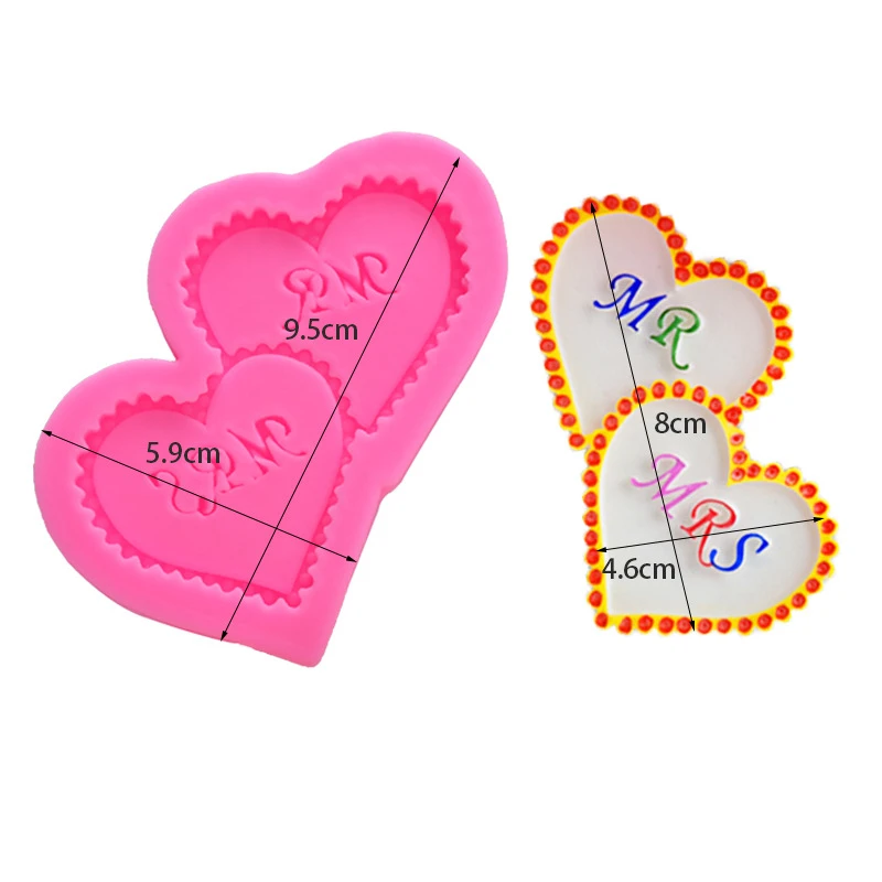 10 шт./лот 3D двойное сердце любовь мистер и миссис бисквит форма для украшения