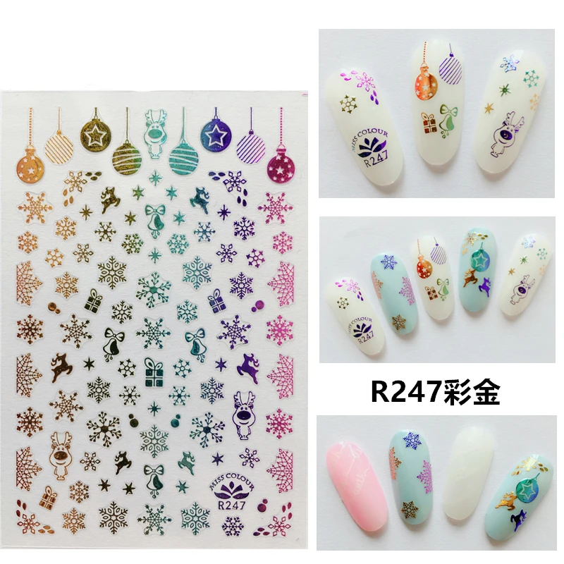 

3D Stickers for Nails Self-adhesive Design Christmas Gift Snowflake Nail Art Decorations Decals Foil Wrap Manicure Accessories