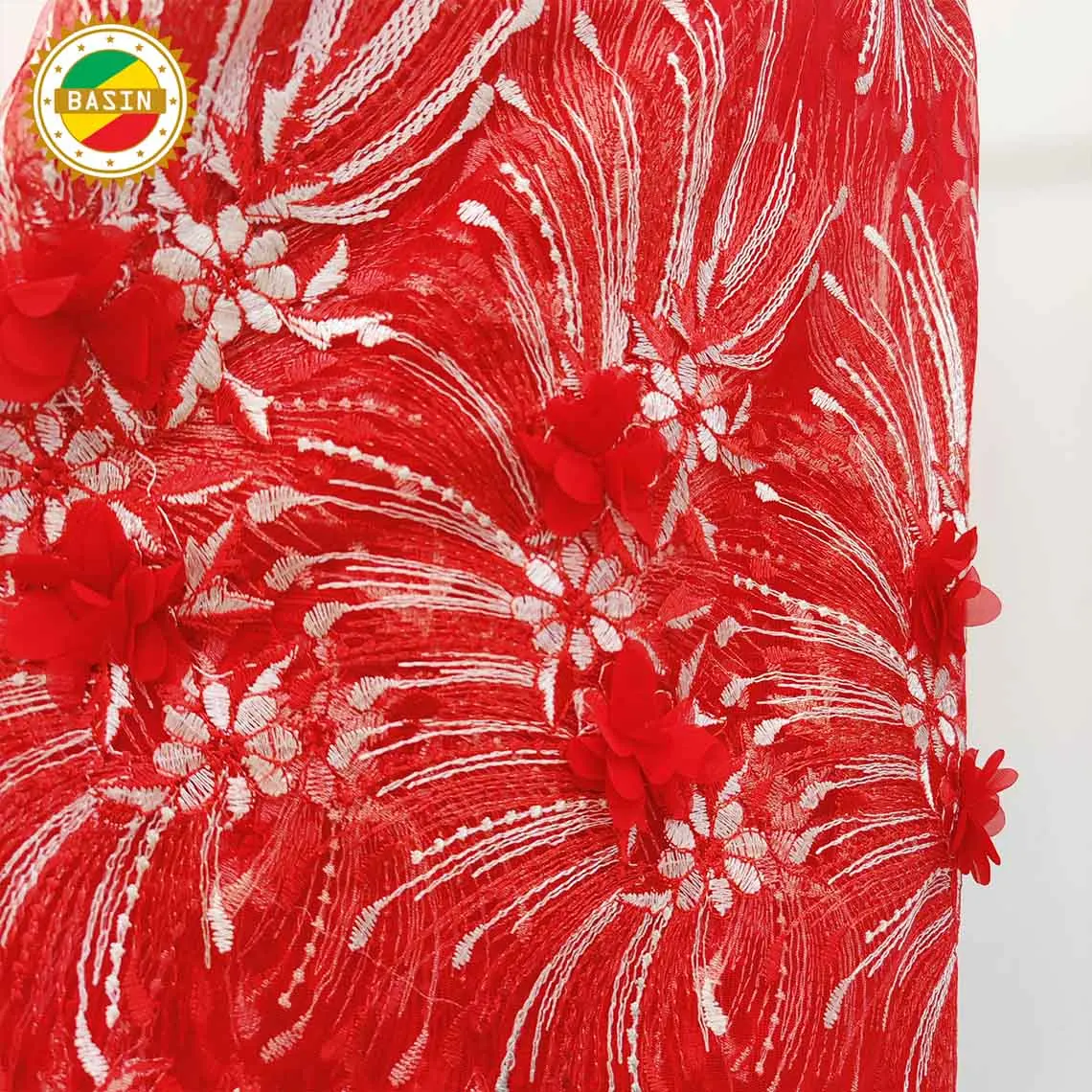 Синее корейское Сетчатое Тюлевое кружево с 3D цветочным узором для свадебных