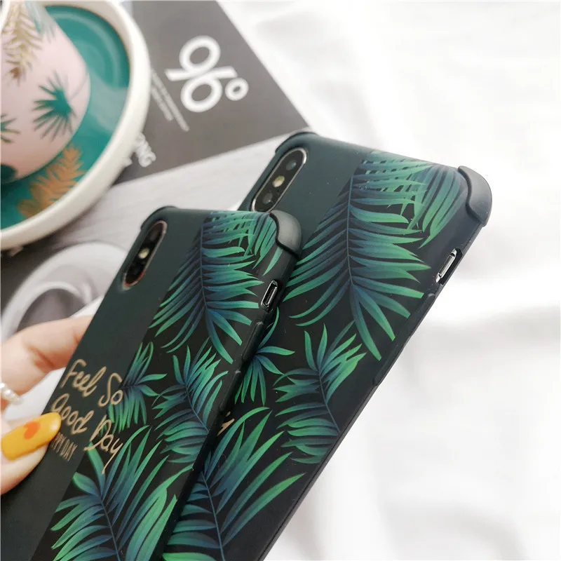 Lovebay Banana Leaf Letters Avocado Phone Case For iPhone 11 X XR XS 11Pro Max 7 8 Plus Splicing Anti-fall Protect Back Cover |