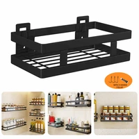kitchen wall mounted spice rack organizer seasoning shelf stainless steel storage rack holder for kitchen with 3 hooks