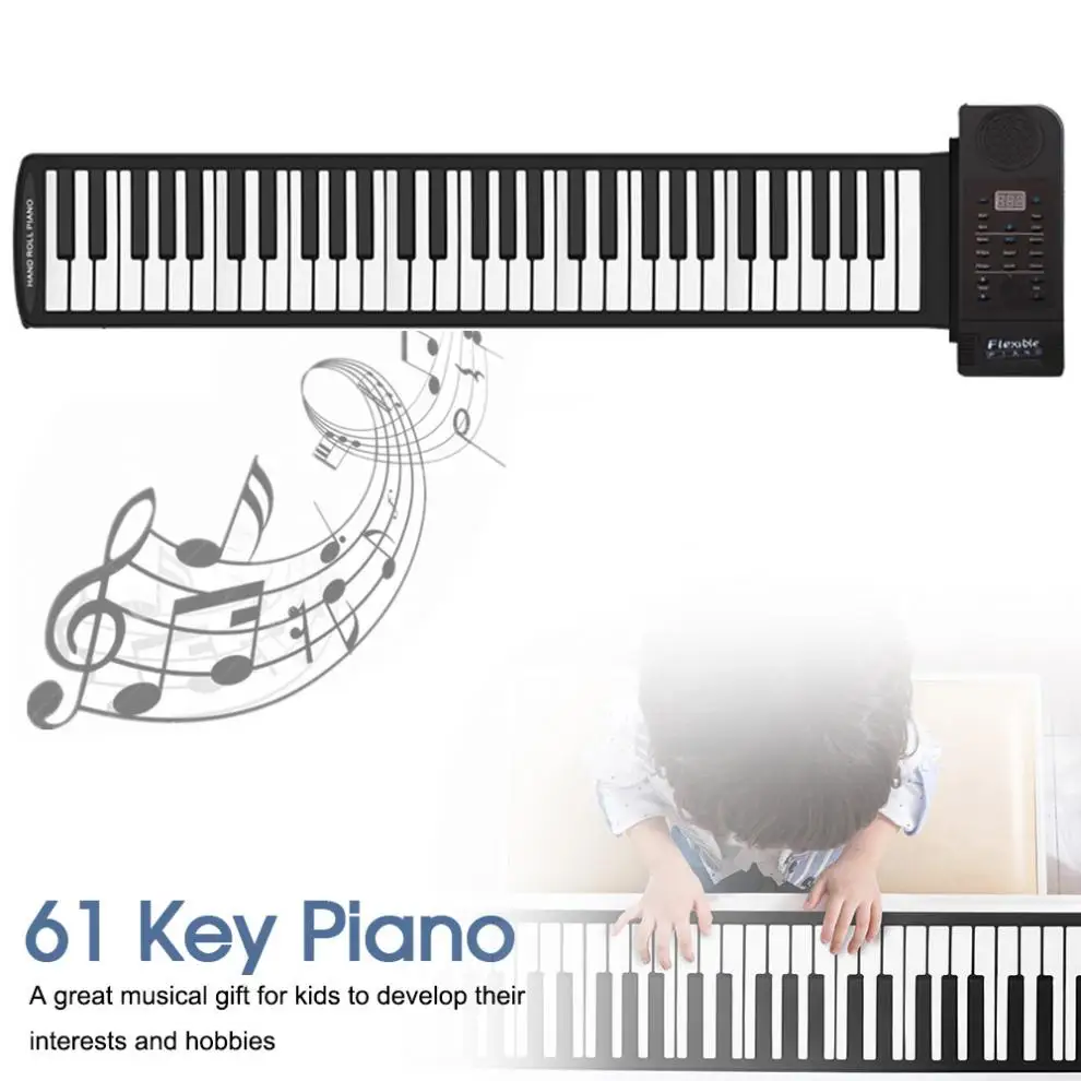 Electronic Organ Portable 61 Keys Roll Up Flexible Silicone Piano Electronic MIDI Keyboard Organ Keyboard Instruments enlarge