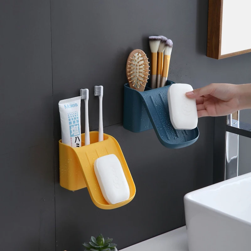 

Wall Mounted Bathroom Drain Basket Toothbrush Holder Storage Rack Box Organizer Storage Case Container Bathroom Soap Holder