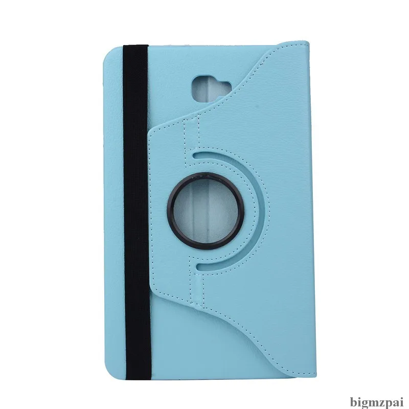 blue Чехол для samsung Galaxy Tab A A6 10,1 T585 T580 T580N С Откидывающейся Крышкой из искусственной кожи, с подставкой и вращающейся на 360 Litchi, защитный чехол для планшета+ пленка - Цвет: blue