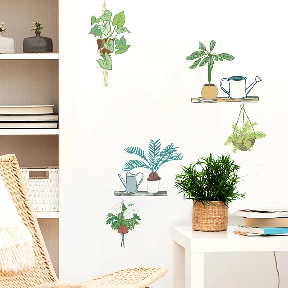 Европейская Современная Наклейка на стену в горшках растение настенный наклейки