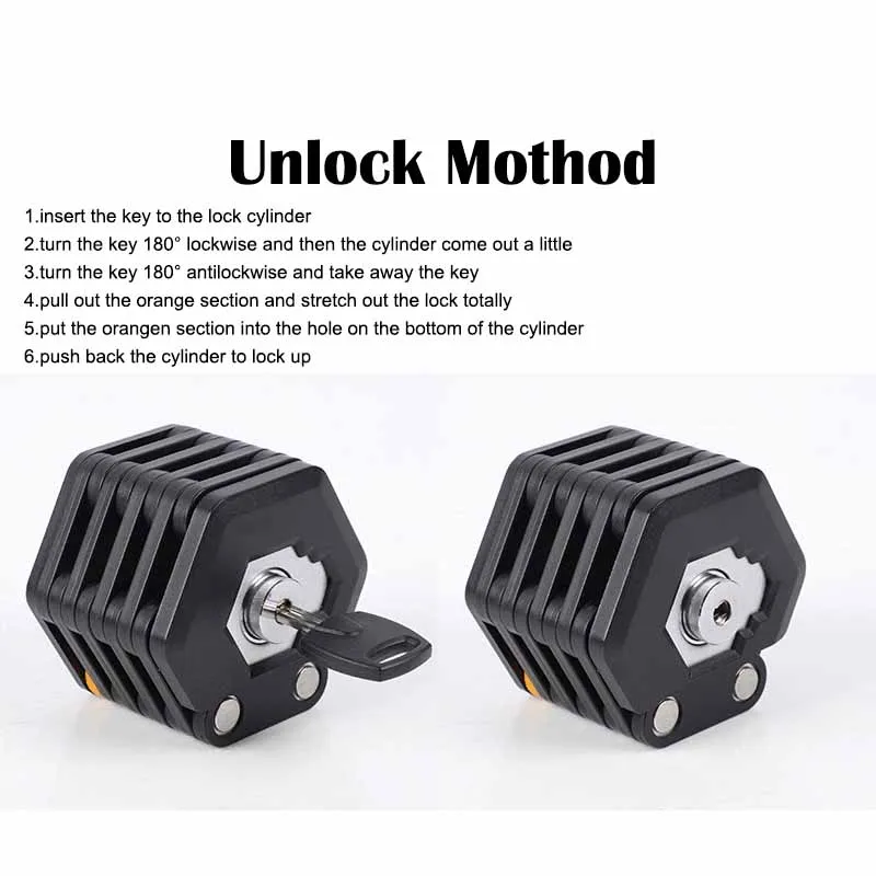 

Hamburg-Lock With 3 Keys Foldable Bike Lock Anti-Theft Strong Security Bicycle Lock Mount Bracket Chain Lock Bike Accessories