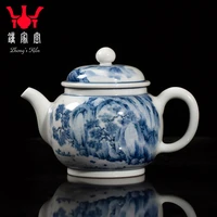 clock home kiln ceramic teapot jingdezhen blue and white maintain landscape cihu pure manual single pot home tea kettle