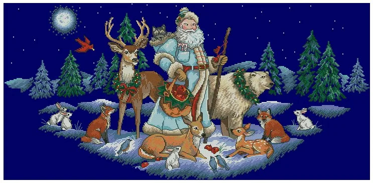 

cotton threads Free delivery lovely counted cross stitch kit Woodland Santa Tree Christmas Reindeer Dim 08742