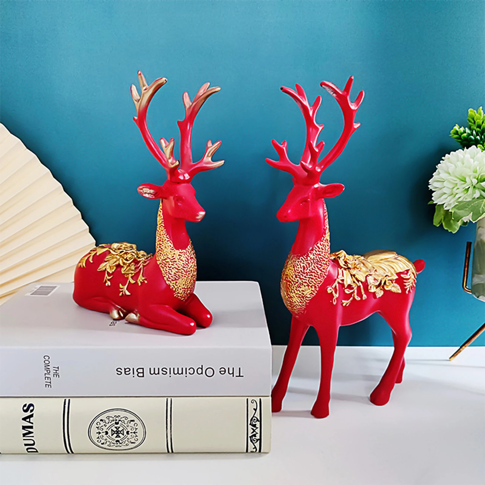 

Christmas Reindeer Elk Deer Statu Figurine Small Decorative Items Home Office Decoration Hot DIY Resin Material Smooth And Soft