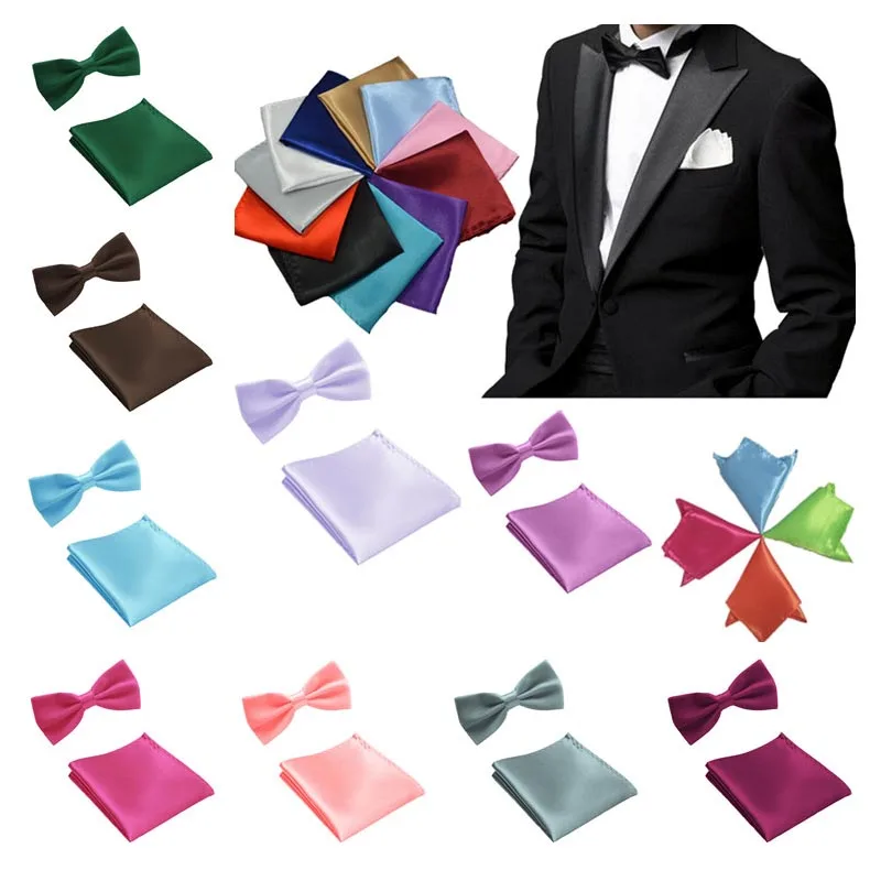 Мужской взрослый комплект из 2 предметов галстук бабочка цветной деловой платок