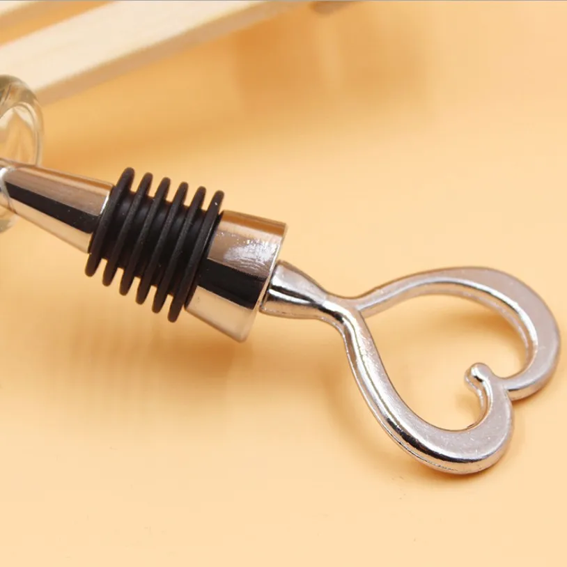 50 шт. простая элегантная хромированная пробка для бутылки с сердцем в подарочной