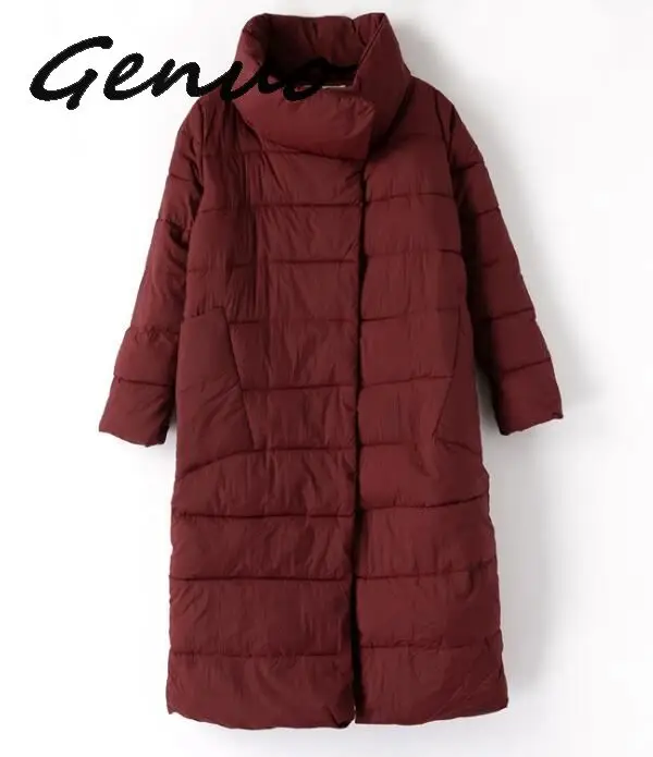 Женская длинная куртка с хлопковой подкладкой элегантная однотонная парка
