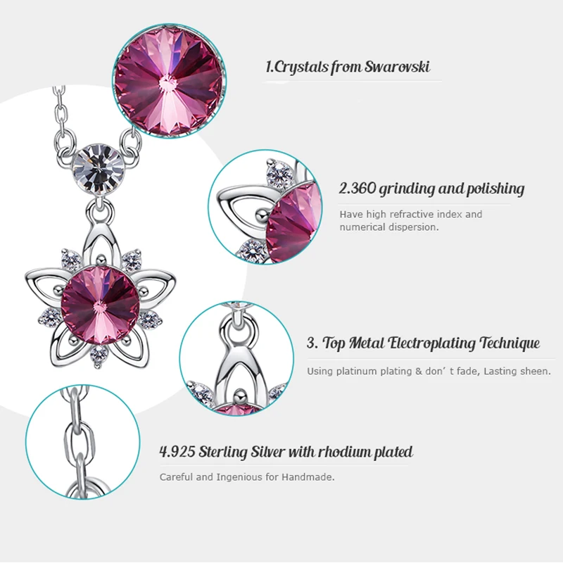 Женское ожерелье из серебра 925 пробы украшенное австрийским кристаллом|Ожерелья|