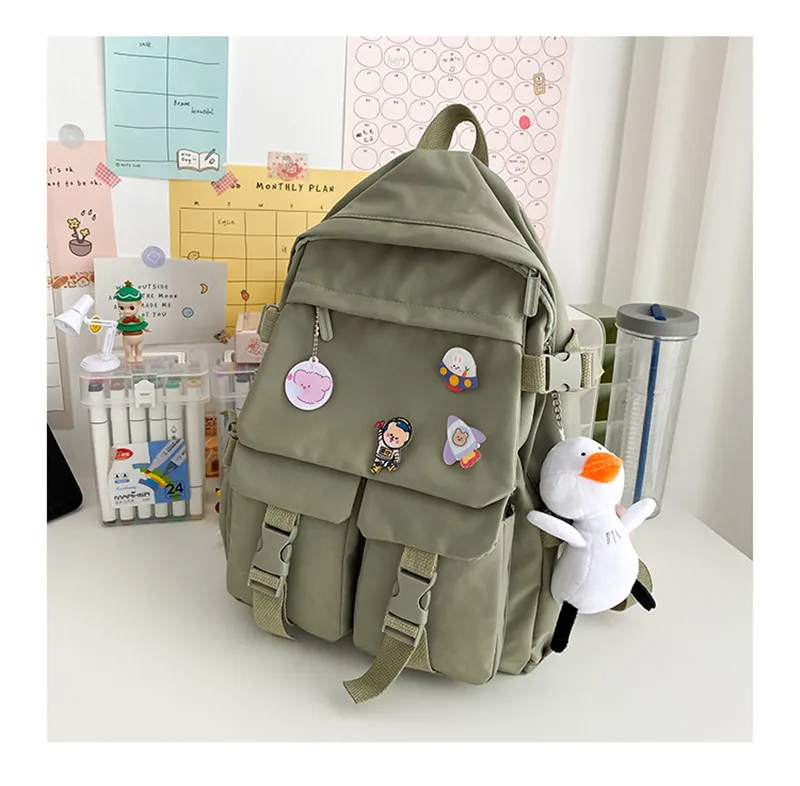 

2020 new women waterproof canvas backpacks large size travel bags badge school bags for girls drop shipping M749