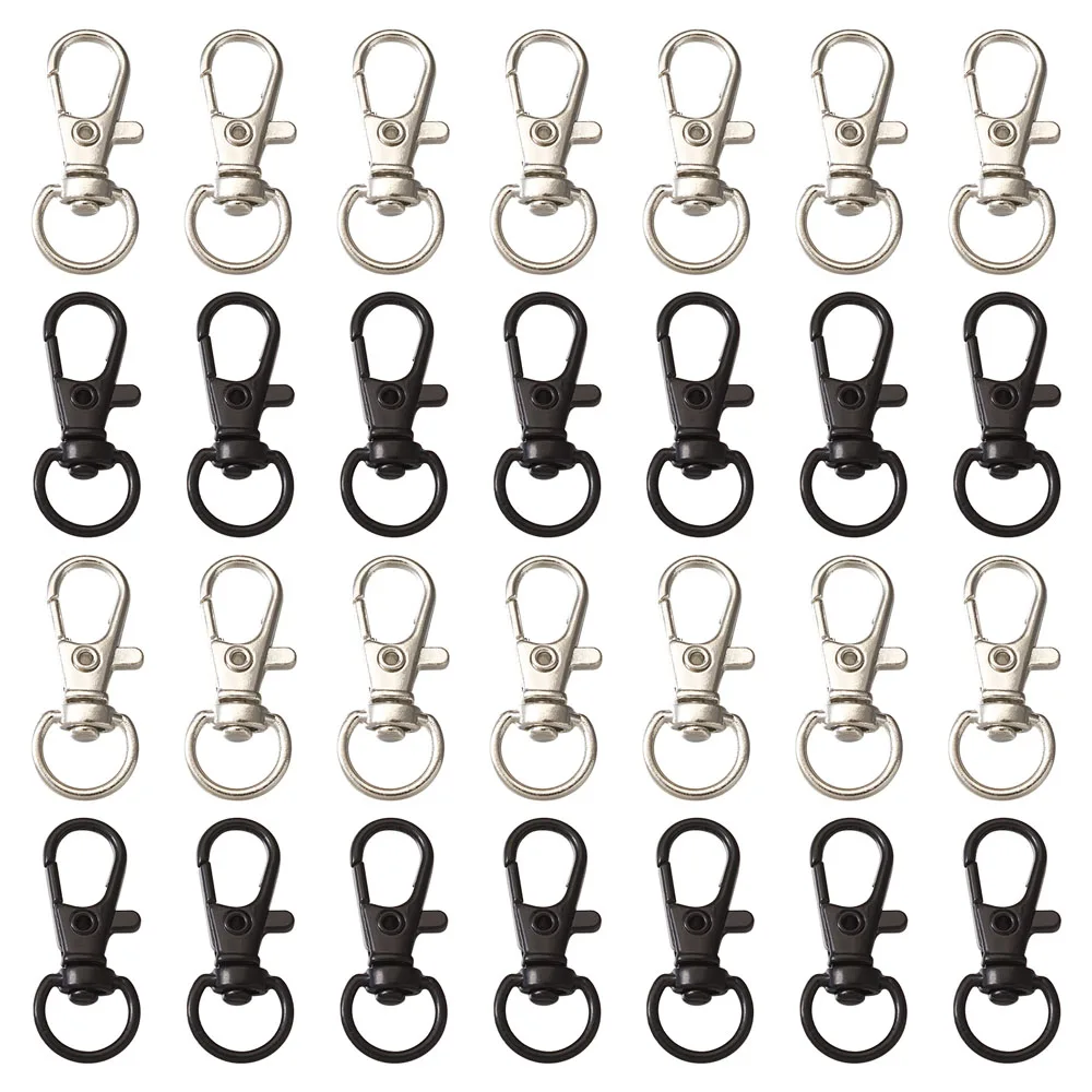

60pcs Black Alloy Swivel Clasps Lobster Claw Clasp Hooks Swivel Snap Hook Keychain Split Key Ring Finding for DIY Jewelry Making