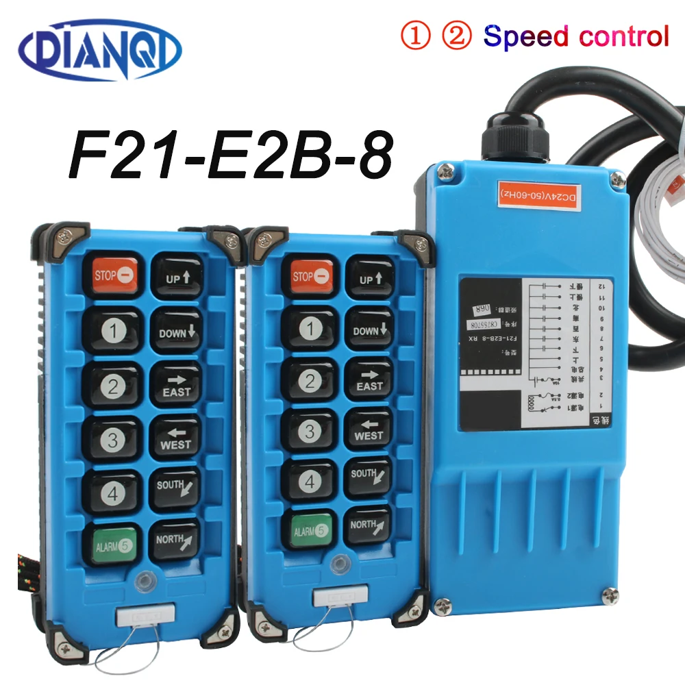 Chaves de Direção Controlador Remoto Industrial Comuta 8 Canais Botão Grua Guindaste 220v 380v 110v 12v 24v Dois Velocidade F21-e2b-8