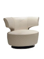 light luxury living room furniture white leather creative circular model room sofa comfortable leisure soft single sofa chair