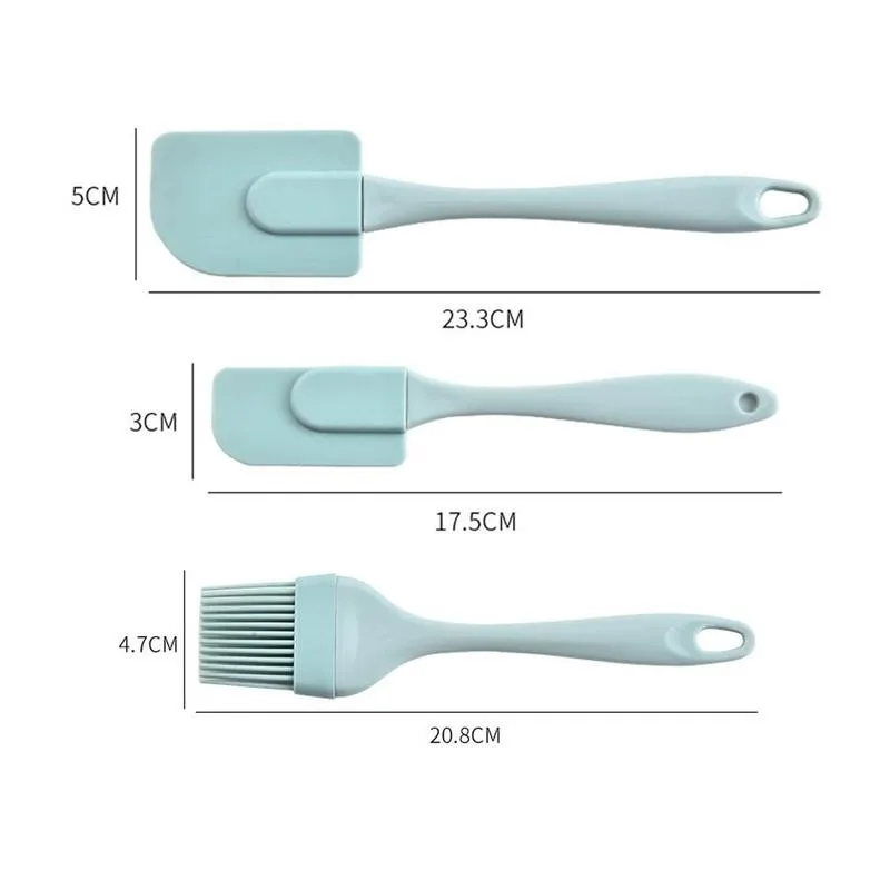 

1set Kitchen Food Grade Cooking Supplies Multi Purpose Blue Cake Spatula Non-stick Silicone Baking Spatula Tools R7G8