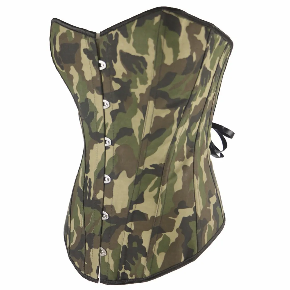 Для женщин Камуфляж камуфляжным принтом костей корсет Overbust талии Cincher Корсеты и