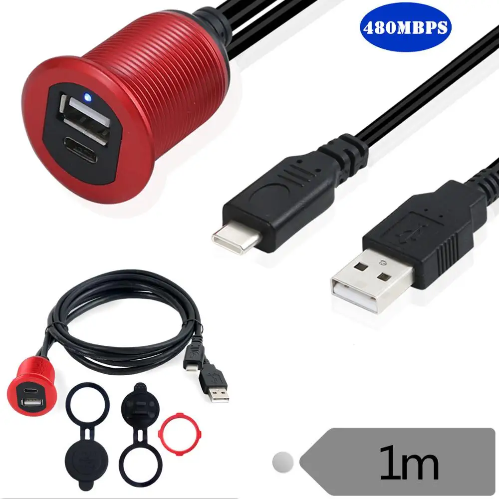 Кабель типа C 3 1 и USB 2 0 Папа-мама AUX автомобильный монтажный флеш-кабель
