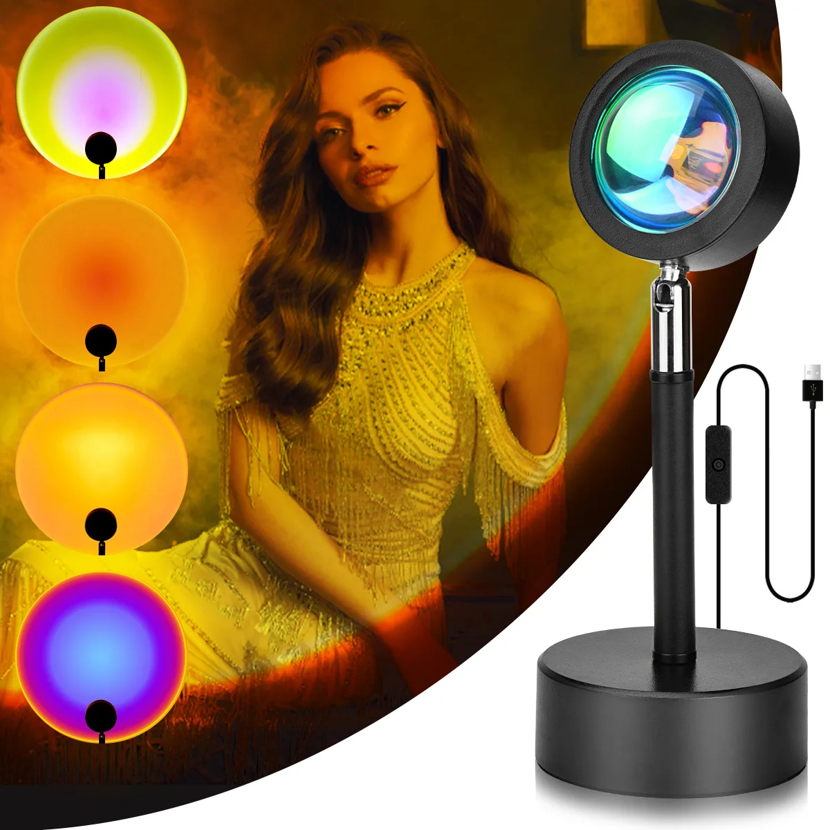 

Rainbow Light LED Night Lights USB Sunset Lamp ProjectionProjector Photography Bedroom Bar Coffee Stores Walls Decoration Light