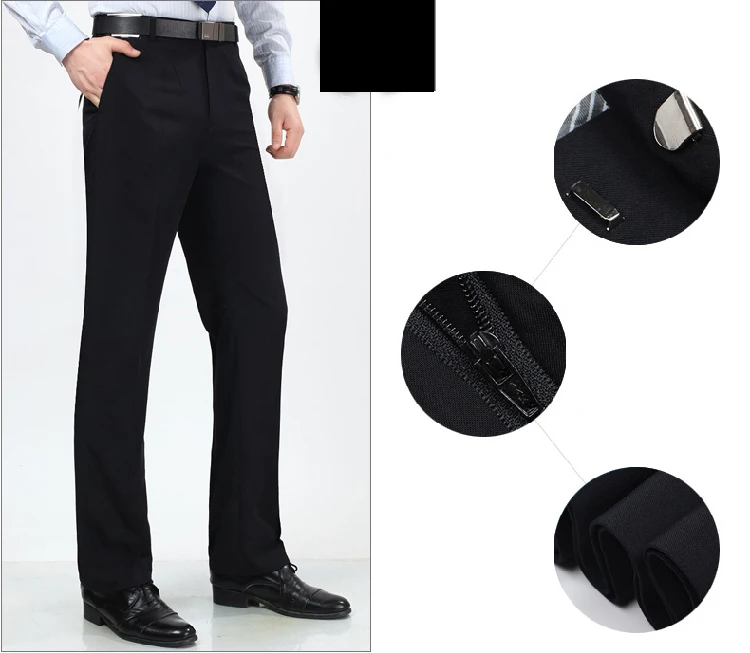 

Exquisite men's spring & autumn summer wash and wear suit pants straight loose casual milk silk fabric business suit pants