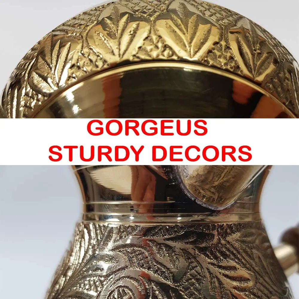 Turkish Greek Moroccan Coffee Pots Maker Kettle Pot for Stovetop Serving Espresso with Wooden Handle Hammered Brass | Дом и сад