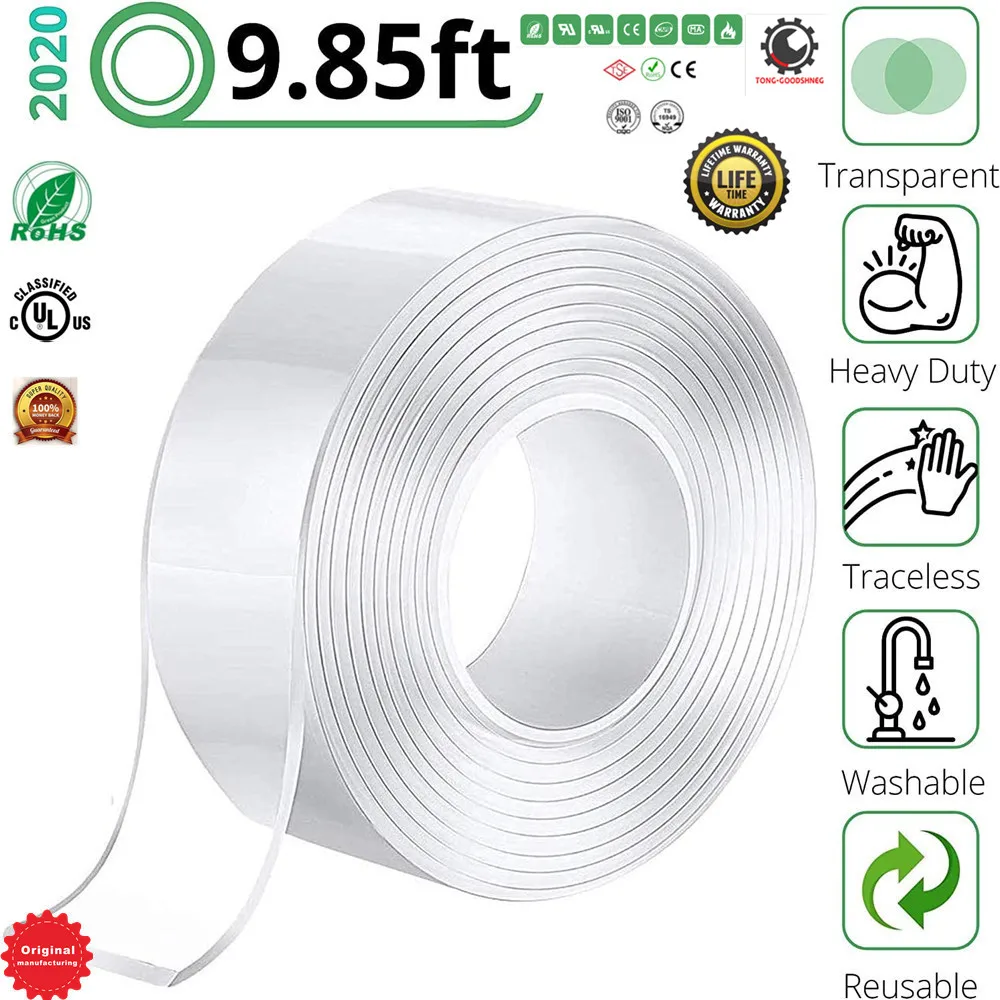 Нано лента липкая Липкая постер прозрачная двухсторонняя сверхпрочная длина 16 5