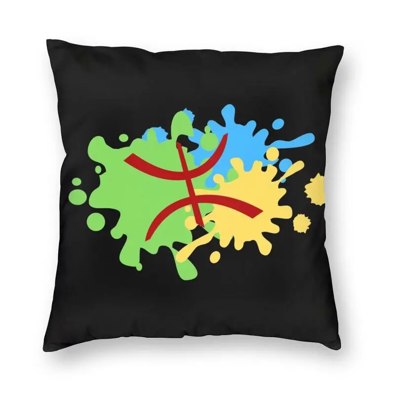 

Modern Design Of Amazigh Flag Cushion Cover Imazighen Tifinagh Square Throw Pillow Case for Living Room Pillowcase Home Decor