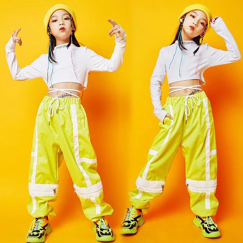 

Kids Carnival Hip Hop Danicng Outfits Crop Tops Streetwear Tactical Cargo Pants For Girls Concert Jazz Dance Costume Clothes