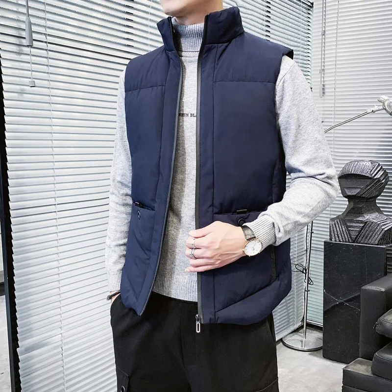 Men Vest Coat Solid Down Cotton Winter Jacket Warm Men's Outerwear Waistcoat Casual Vests Jacket Man Sleeveless Jackets 5XL