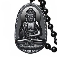 kyszdl natural obsidian buddha pendant male women necklace buddha bead curtain transhipped buddha head pendant e mi tuo fo