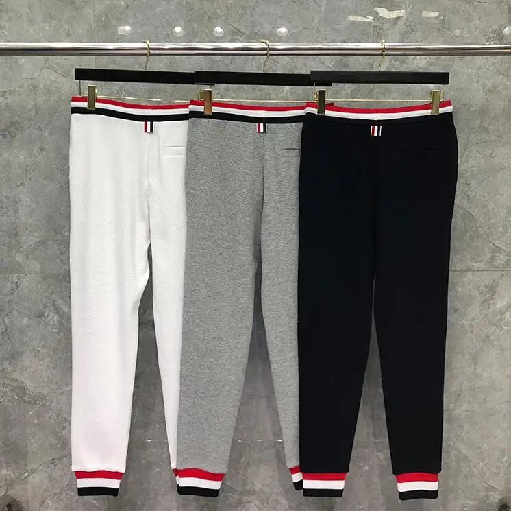 

TB 2021 Fashion THOM Brand Sweatpants Men Women Waffle Cotton Casual Sports Trousers Autumn Winter Mens Jogger Track Pants