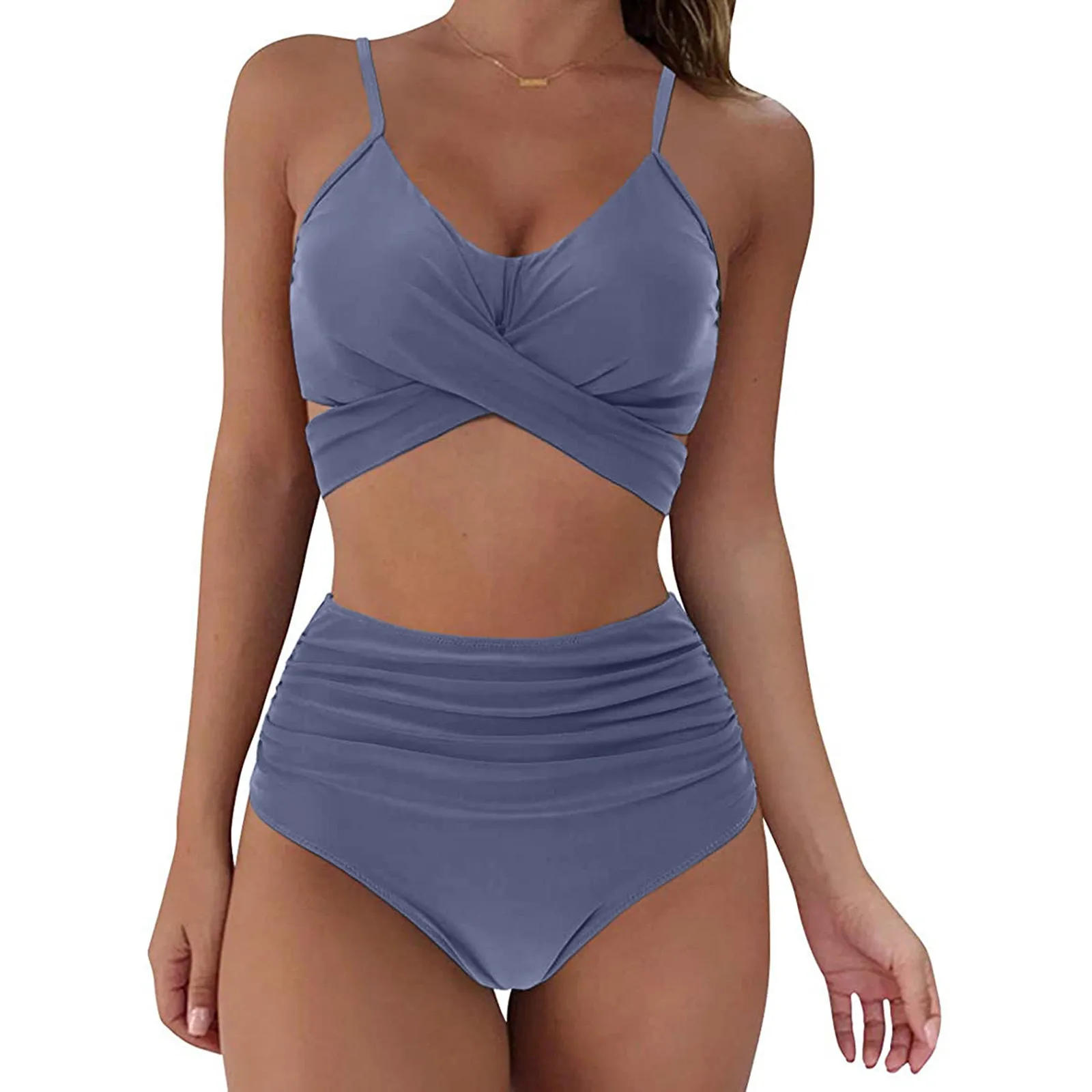 

Sexy Soild Print Bikini Set Women Swimsuit Push Up Bathing Swimwear Two Piece High waist bathing suits bikini swimsuit #4