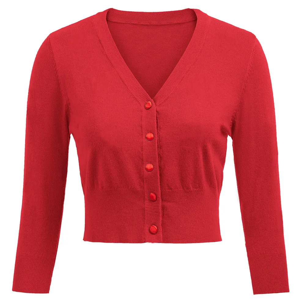 

women's Bolero sweater, 3 / 4 sleeve V-Neck Sweater, knitted jacket with buttons, women's casual vest