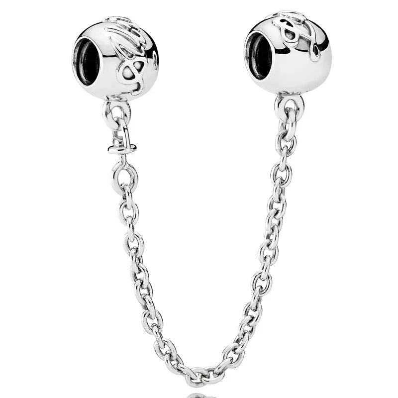 925 Серебряный подвеска С гравировкой любви всегда Лента сердец, звезд и галактики Безопасность цепочки бусины Подходит для браслета Pandora Diy Jewelry.