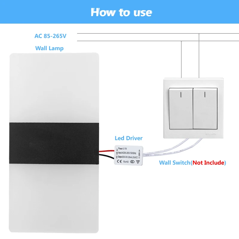 

Iron + Acrylic White Black Wall Lamps for Living Room 90-260v Indoor Painted Modern Led Wall Light Bedroom Bathroom Light