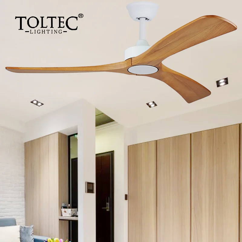 Современный простой потолочный вентилятор из массива дерева 48 дюймов 25 Вт с