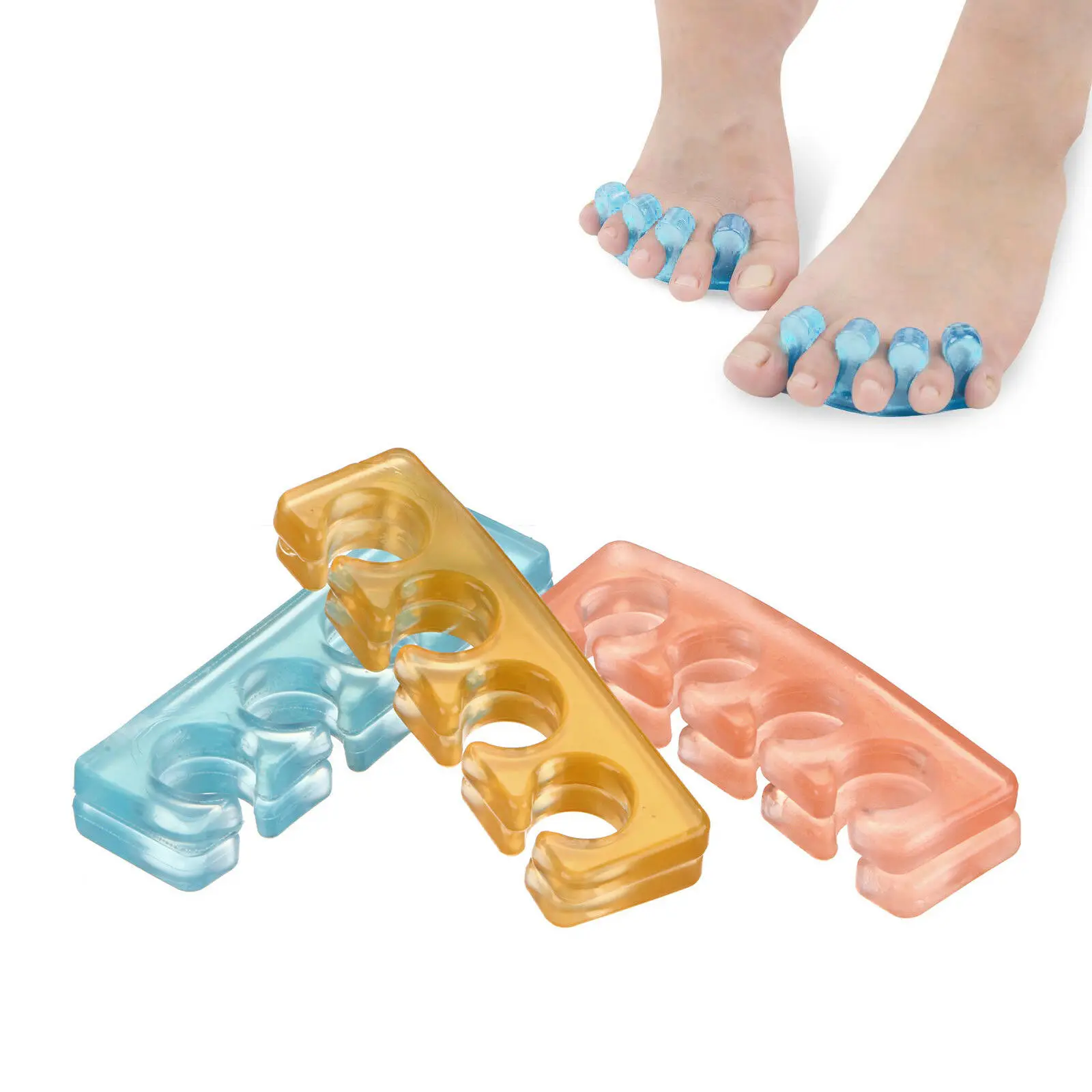 

1 Pair Reusable Soft Silicone Toe Finger Separator for Nail Art Pedicure Polish