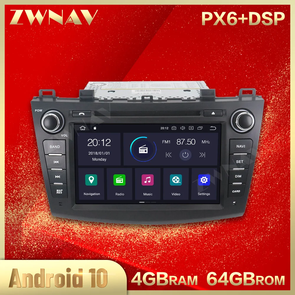 PX6 4 + 64 ГБ Android 10 0 DVD экран Автомобильный мультимедийный плеер для Mazda3 Axela 2009 2012